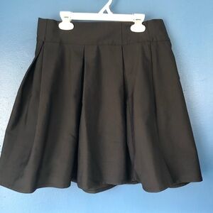Zara Basic Black Pleated Aline High Waisted MidiCircle Skirt Size L Side Packets